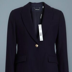 NWT Elie Tahari "The Sylvie" Navy Blue Peak Lapel Blazer Jacket - Size 16